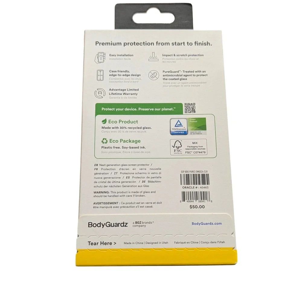 Bb-N 2-Pack! BodyGuardz Pure3 Tempered Glass Screen Protector Samsung Galaxy S24